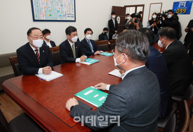 [포토]예산협의, '발언하는 홍남기'
