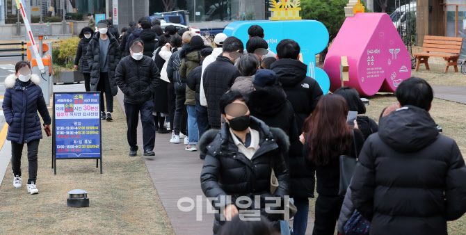 [포토]코로나 검사를 위해 자꾸 늘어나는 대기 줄