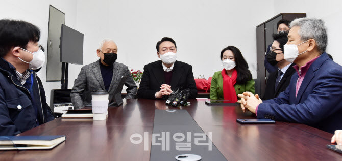 [포토]신지예 한국여성정치 네트워크 대표 환영식에서 인사말하는 윤석열