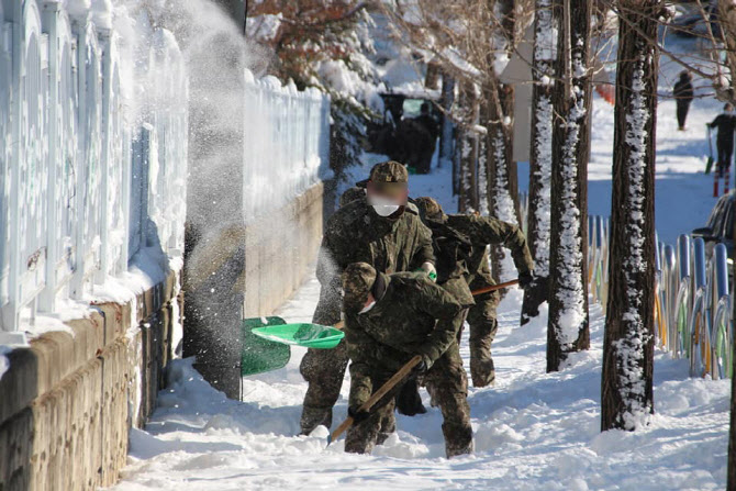 "왜 장병들만 눈 치우나…공무원은?" 제설 지원 軍에 누리꾼 비판