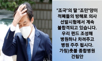 "우리가 병원 차려주자"…전공의 줄낙방 조민에 뿔난 조국 지지자들