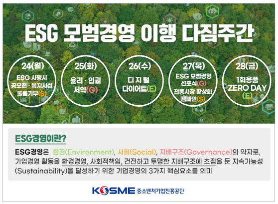 중진공, ESG 모범경영 다짐주간 운영…"ESG 경영 확산"