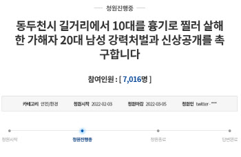 "고3 살해한 동두천 20대男, 신상공개 하라"…靑 청원 등장