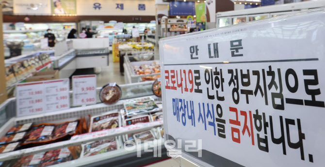 [포토]내일부터 백화점·대형마트 방역 강화...'취식금지 의무화'