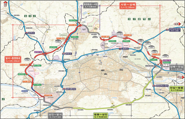 대구외곽순환고속도로 31일 완전 개통...달서∼상매 21분 단축