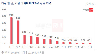 대선 이후 아파트값, 용산서 가장 많이 올라