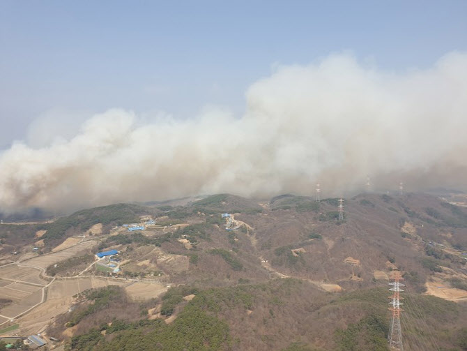 충남 서산서 산불…산림당국, 산불 2단계로 상향