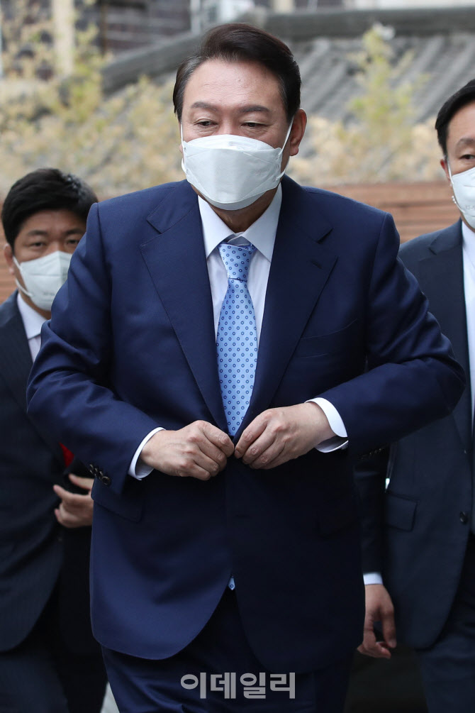 [포토]윤석열 당선인, 인수위 도착