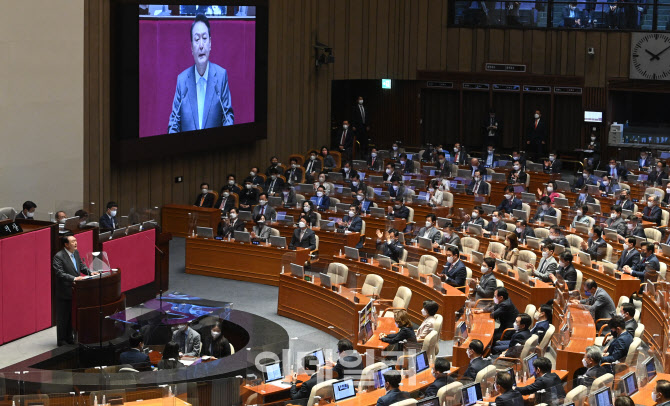 [포토]尹 첫 시정연설, '추경안 통과...초당적 협력해야'