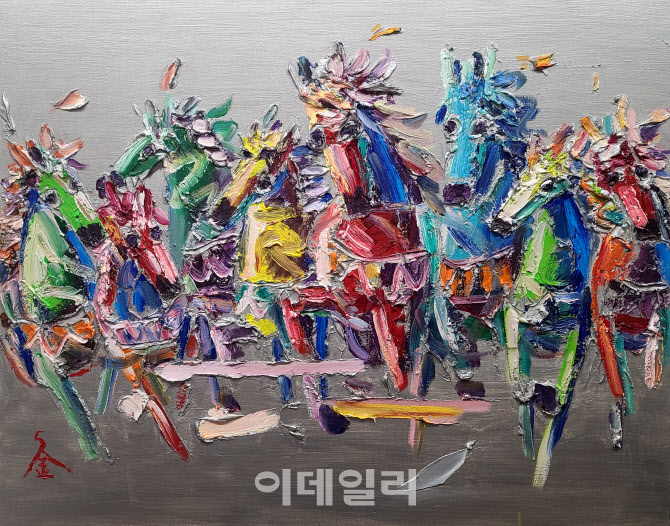 [e갤러리] 지축 흔드는 '말', 색으로 엉켜…김석영 '피닉스'