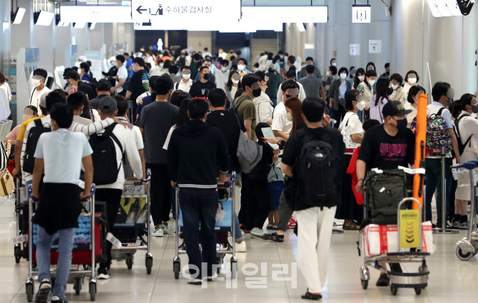 [포토]이른 여름 휴가객으로 북적이는 김포공항 국내선