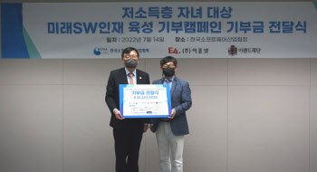 한국SW산업협회, 저소득층 SW 인재에 2600만원 기부