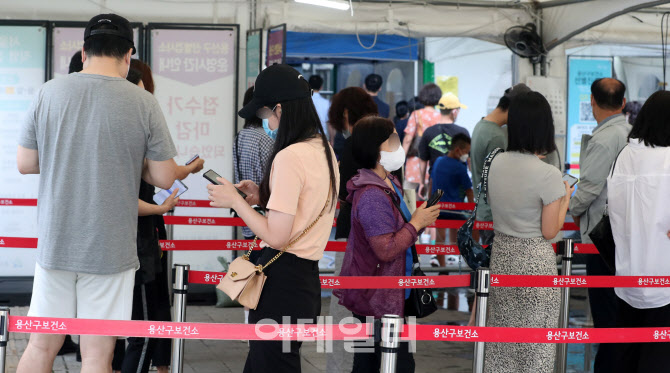 [포토]확진자 폭증 '붐비는 코로나 선별진료소'