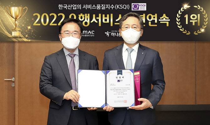 하나은행, 한국산업 서비스품질 지수 7년 연속 1위