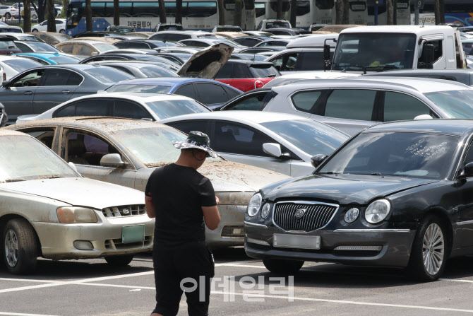 [포토]주차장 가득 메운 침수차량들