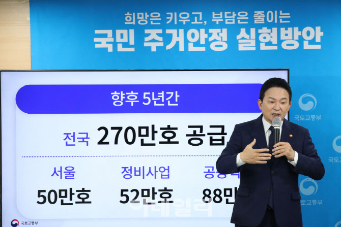 [단독]'원희룡표' 정책 컨트롤타워구축…270만호 공급·GTX사업 속도낸다