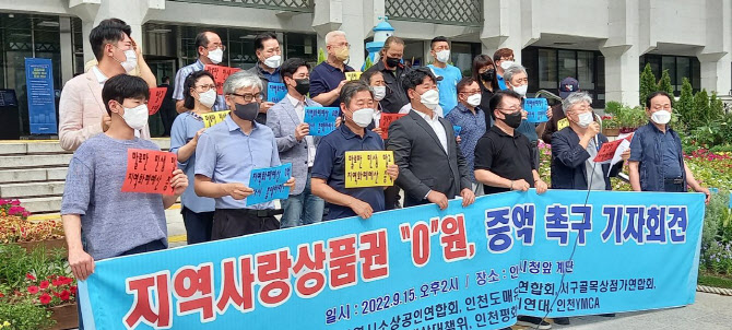 인천 소상공인 “정부는 지역상품권 예산 증액하라”