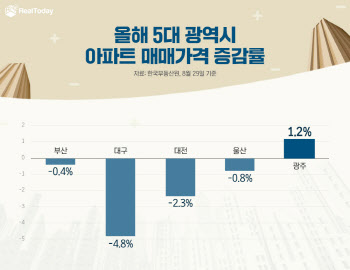 올해 집값, 5대 광역시 중 '광주' 나홀로 상승