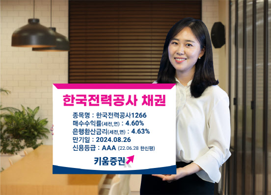 [머니팁]키움증권, 세전 연 4.6% 한국전력공사 채권 판매