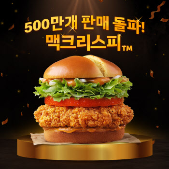 맥도날드, 새 치킨버거 '맥크리스피 버거' 500만개 판매 돌파