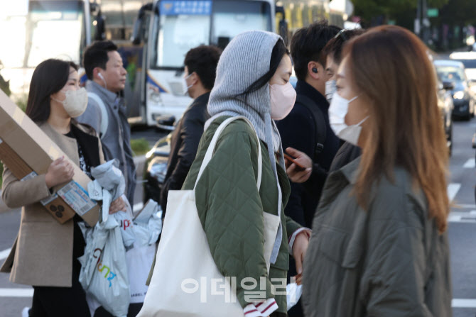 [포토]'뚝' 떨어진 아침 기온