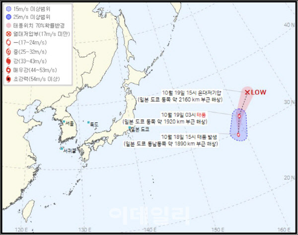 제21호 태풍 '하이탕' 日 동쪽 먼 바다서 발생..."국내 영향 없을 것"