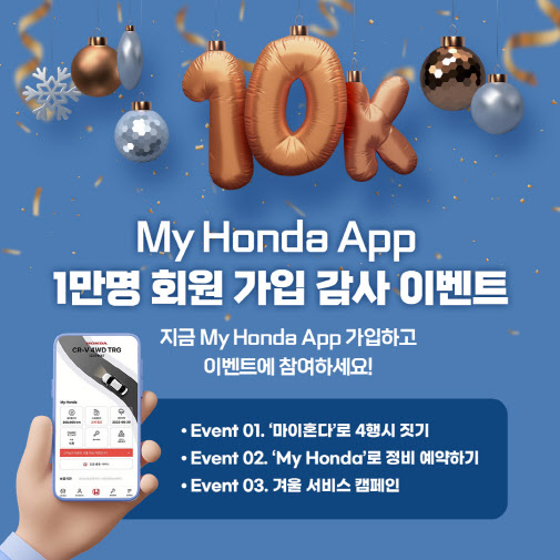 혼다코리아, ‘마이 혼다’ 앱 1만명 가입 감사 이벤트 실시