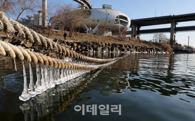 [포토]강추위에 한강 둔치 고드름 ‘주렁주렁’