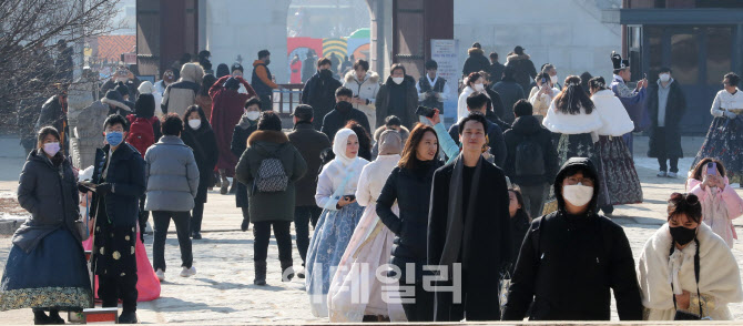 [포토]계묘년(癸卯年), 새해 첫날 경복궁 '북적북적'