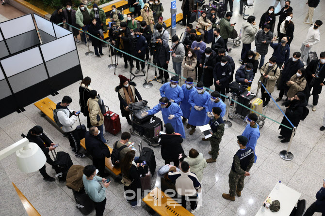 [포토]PCR검사 받기 위해 모인 중국발 입국자들