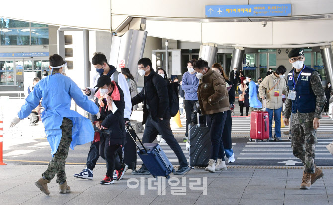 [포토]코로나19 검사센터로 이동하는 중국발 여행객들