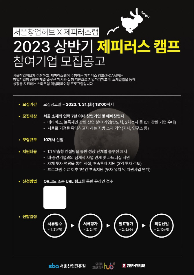 제피러스랩, 2023 상반기 제피러스 캠프 참여기업 모집