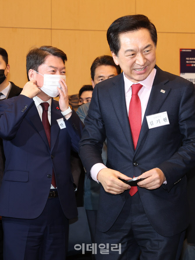 [포토]'국민의힘 양천갑 당원대회 참석한 김기현-안철수'
