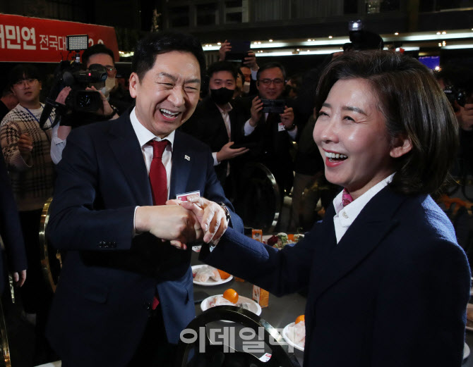 [포토] 새민연 전국대회 참석한 김기현과 나경원