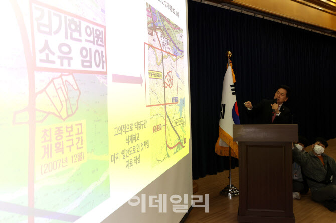 [포토]'KTX울산역 부동산 관련 기자회견하는 김기현'