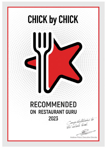 칙바이칙, 미국 'RESTAURANT GURU' 2023 추천 레스토랑 선정