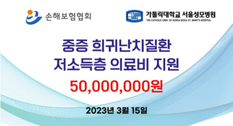 손보협회, 중증·희귀난치질환 환자 의료비 5000만원 지원