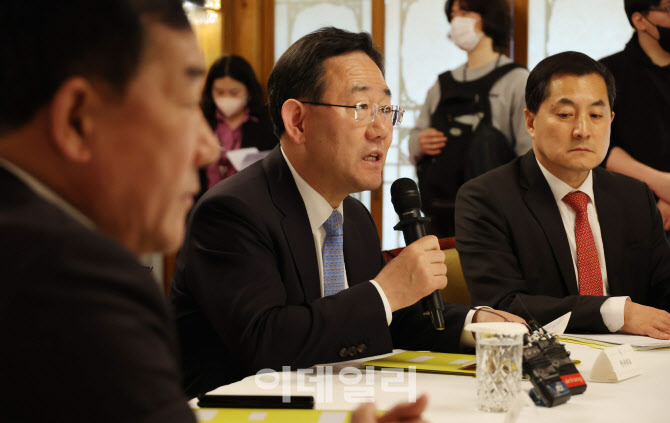 [포토]양곡관리법 관련 당정협의회에서 발언하는 주호영 원내대표