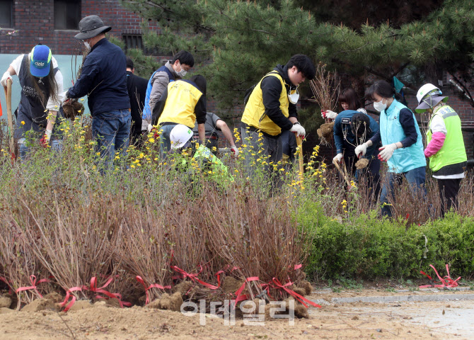 [포토] 나무심기 민관학 연합 봉사활동