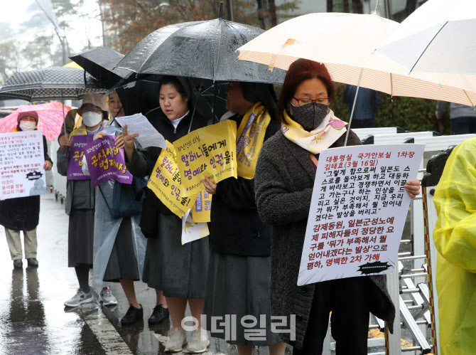 [포토] 봄비 속 수요시위