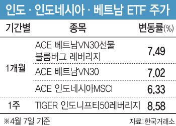 印·베트남 ETF '꿈틀'…달러 약세·성장성에 손뻗는 개인