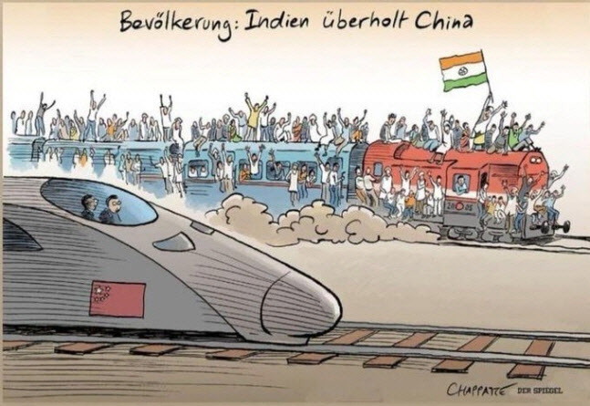 '젊은 인구 대국' 인도에 민감한 중국