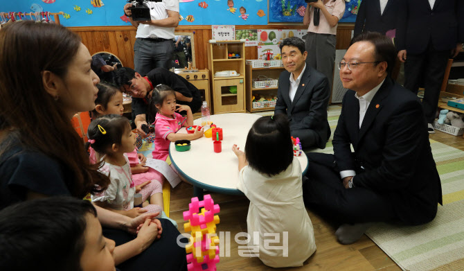 [포토]어린이집 찾은 이주호 부총리-조규홍 장관