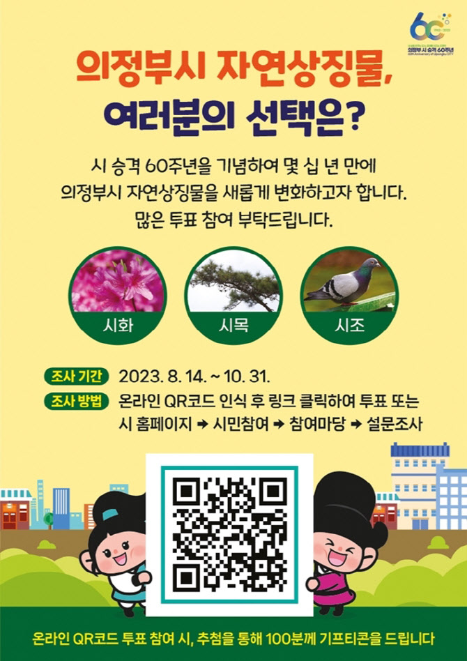 의정부시, 새·나무·꽃 시(市) 상징물 개정…시민 선호도 조사