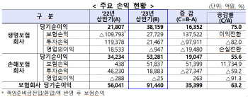 보험사, 올 상반기 순익 9.1조…작년대비 63% 늘었다