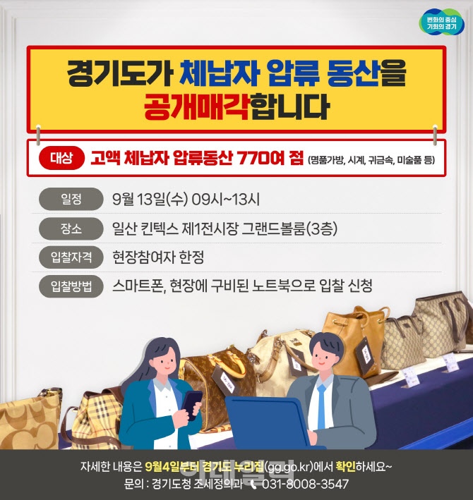 경기도, 샤넬·루이비통 등 고액체납자 압류품 공개 매각