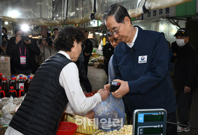 [포토]시장 방문한 한덕수 국무총리