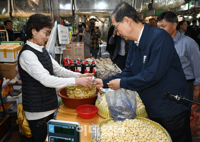 [포토]시장에서 구매하는 한덕수 국무총리