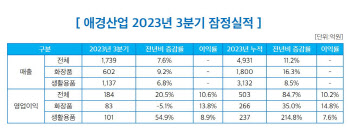 애경산업, 3분기 영업익 184억원…전년比 20.5% 증가