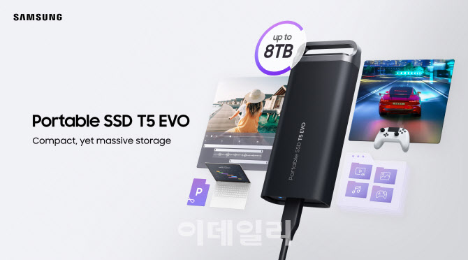 "한손에 쥘 수 있는데 8TB 고용량" 삼성 SSD 신제품 'T5 EVO' 출시